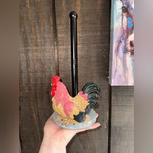 Rooster Paper Towel Holder - Black & Multicolor
